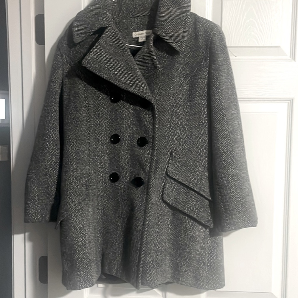 Coldwater Creek grey and black Peacoat